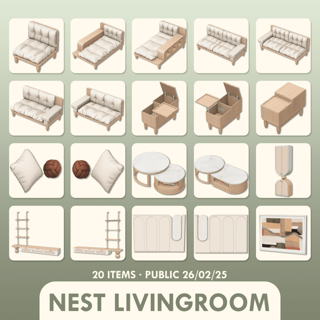 Галерея мода Набор для гостиной Nest Collection Livingroom #1